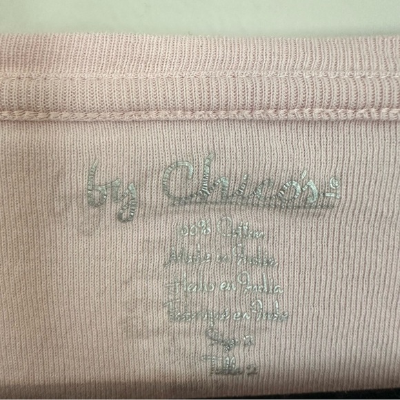 Chico’s Women’s Light Pink Cotton Scoop Neck Elbow Sleeve Tee Sz 2, 12-14, L GUC - Picture 3 of 6
